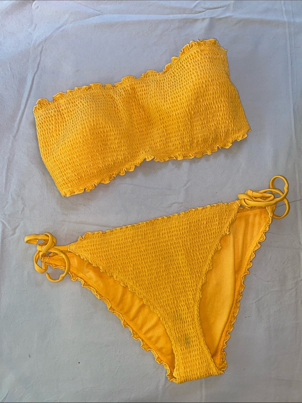 Hollister Bright Yellow Ruffle Swim Set